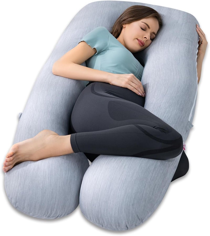 Meiz Pregnancy Pillows, Pregnancy Pillows for Sleeping, Pregnancy Pillows Cooling, Maternity Pillow for Pregnant Woman with Pregnancy Pillow Cover, Grey - Image 1