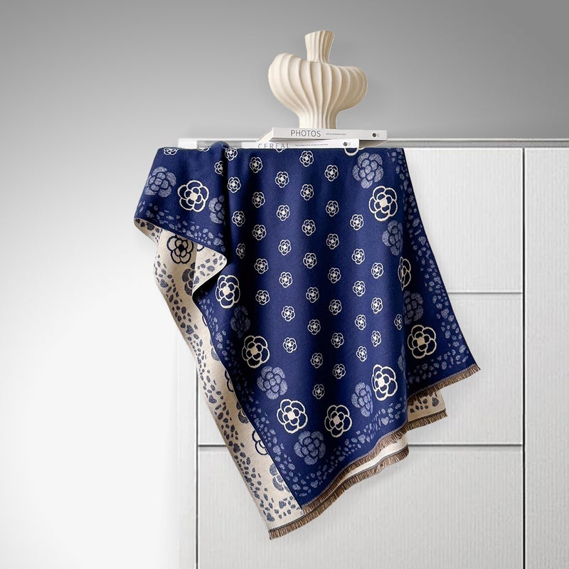 2025 New Fashion Export Simple Scarf Autumn and Winter New Imitation Cashmere Flower Pattern Versatile Scarf Shawl - Image 5