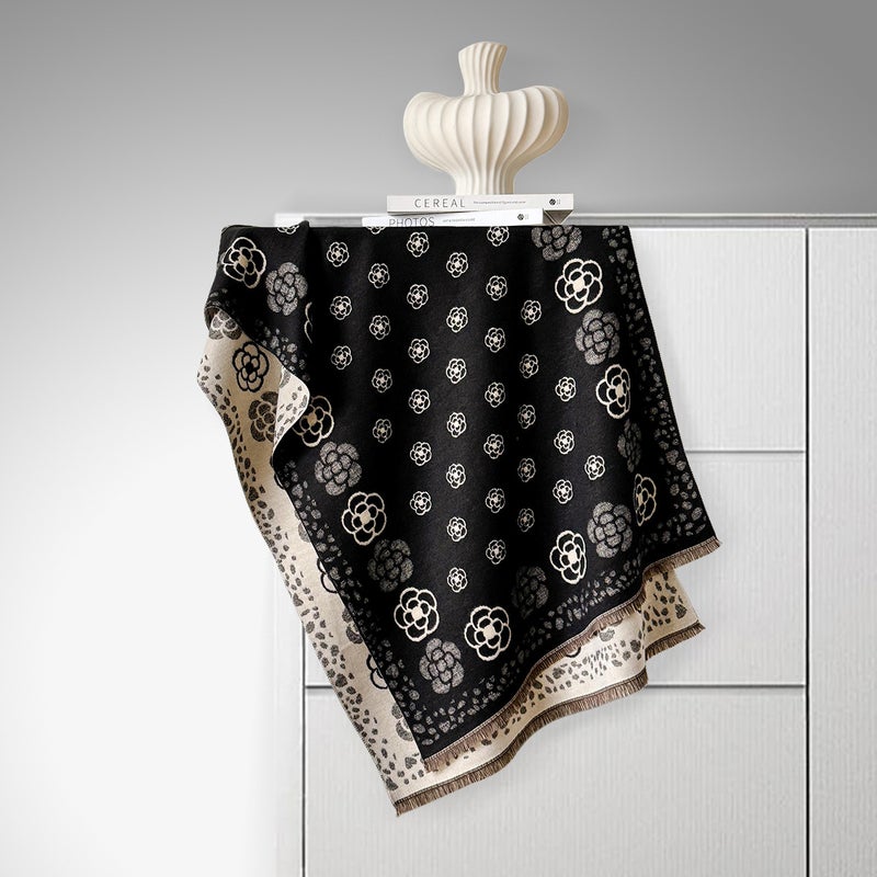 2025 New Fashion Export Simple Scarf Autumn and Winter New Imitation Cashmere Flower Pattern Versatile Scarf Shawl - Image 1