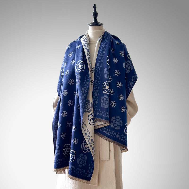 2025 New Fashion Export Simple Scarf Autumn and Winter New Imitation Cashmere Flower Pattern Versatile Scarf Shawl - Image 3