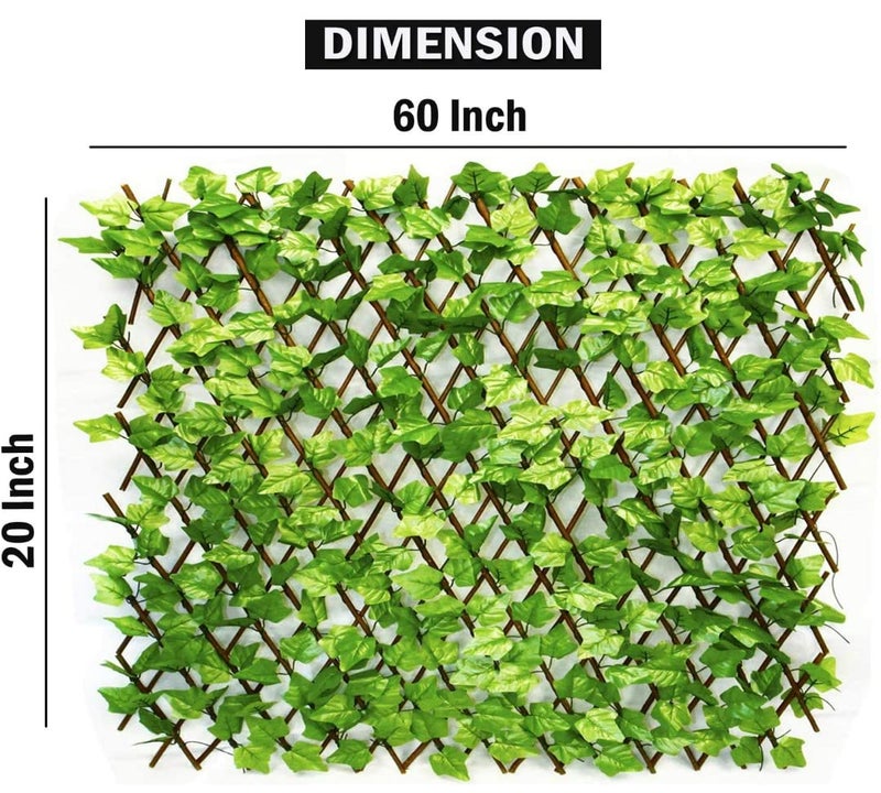 VRB Dec 1 Pcs Expandable Grass Fence Artificial Wall Hedge Balcony Decor Privacy Decorative Trellis Faux Artifical Green Grass Plant for Wall/Home Decor - Expandable (Wooden Fence - 1 Pcs) - Image 2