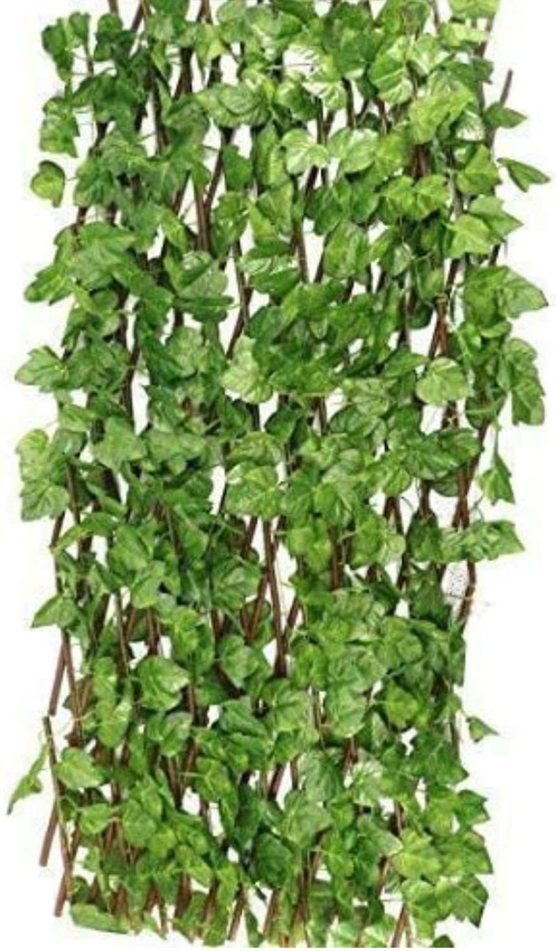 VRB Dec 1 Pcs Expandable Grass Fence Artificial Wall Hedge Balcony Decor Privacy Decorative Trellis Faux Artifical Green Grass Plant for Wall/Home Decor - Expandable (Wooden Fence - 1 Pcs) - Image 4