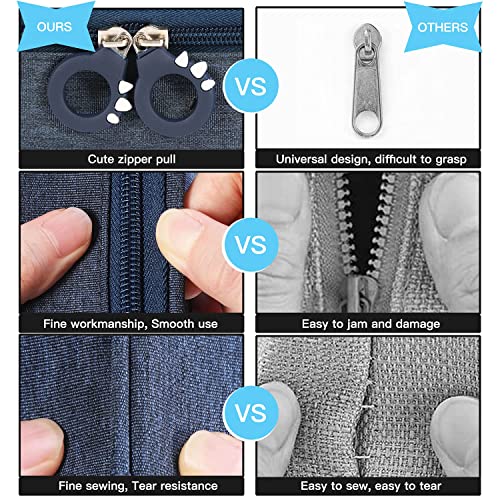 HIGH TRUSTED Polyester Hitwen Tested Italy Style Pencil Pouch Big Capacity Pencil Pen Case Office College School Large Storage High Capacity Bag Pouch Holder Bag Organizer. (Blue) - Image 5