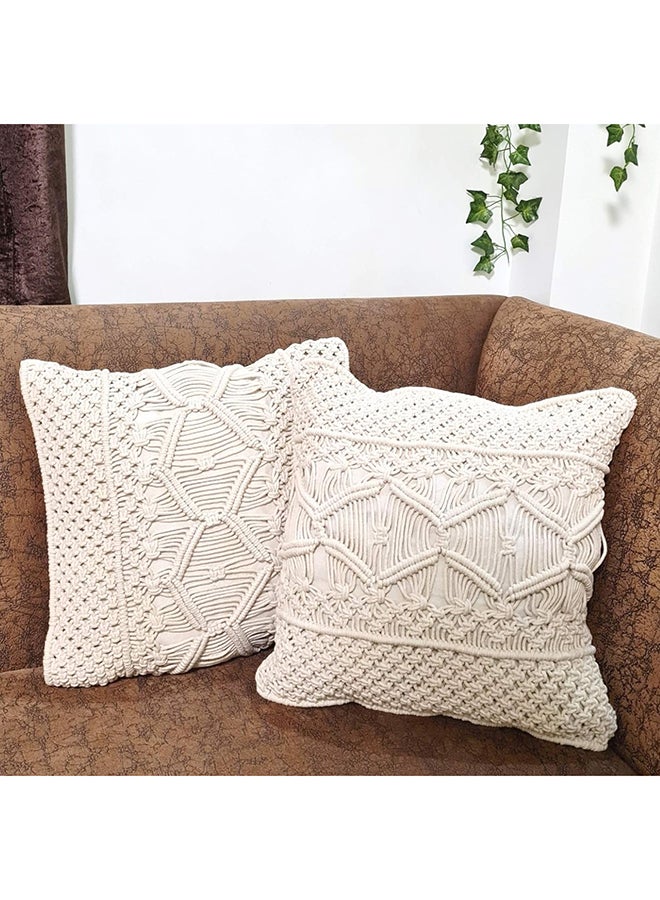 انتيكيانو قطعتان من غطاء وسادة مكرمية بنمط بوهيمي، للسرير والأريكة ديكور أنيق 43x43 سم - Image 3