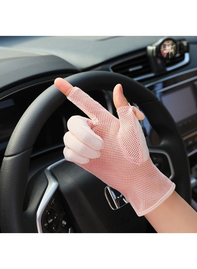 Women Summer UV Protection Gloves Openable Finger Sunblock Driving Gloves Touchscreen Mittens - Image 2