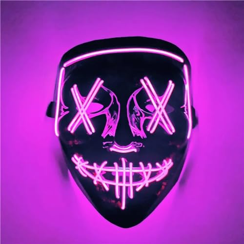 AUGEN Halloween Mask, Led Costume Mask, for Men Women Kids, No UV Damage, Party Hit Clown Mask for Adults (Purple) - Image 2