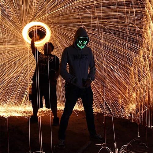 AUGEN Halloween Mask, Led Costume Mask, for Men Women Kids, No UV Damage, Party Hit Clown Mask for Adults (Purple) - Image 5