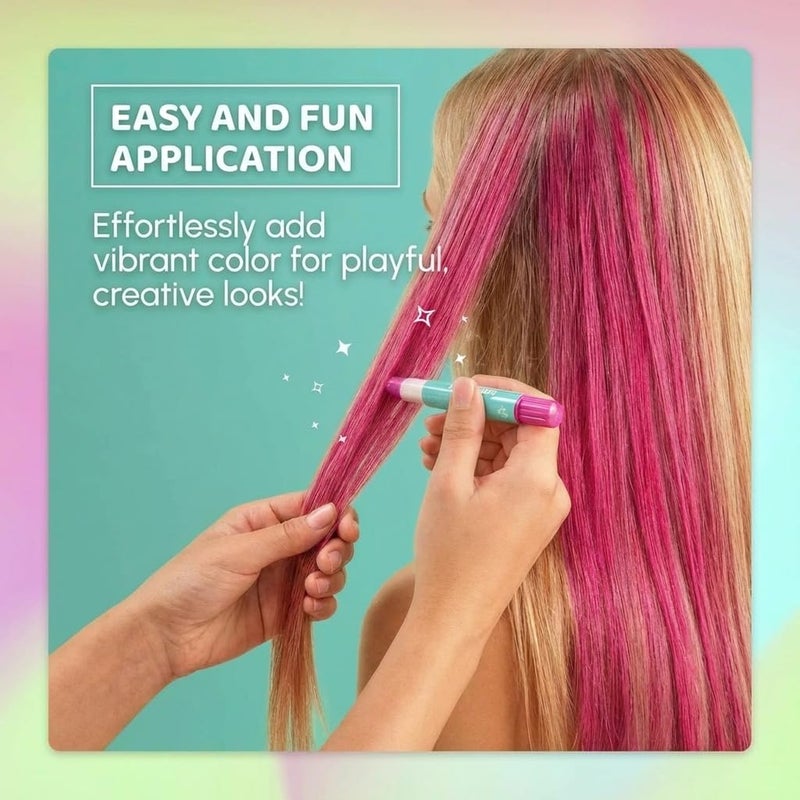 Blue Squid Hair Chalk for Girls Pens â€“ 10 Vibrant Temporary Hair Color for Kids - Ideal Christmas, Birthday Gifts for Girls & Teens - Kid Safe, Washable Hair Dye for Ages 6 7 8 9 10 11 12 - Image 4