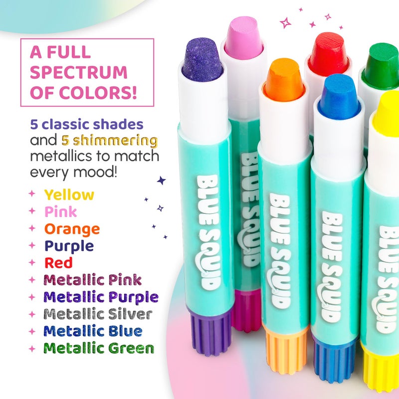 Blue Squid Hair Chalk for Girls Pens â€“ 10 Vibrant Temporary Hair Color for Kids - Ideal Christmas, Birthday Gifts for Girls & Teens - Kid Safe, Washable Hair Dye for Ages 6 7 8 9 10 11 12 - Image 3