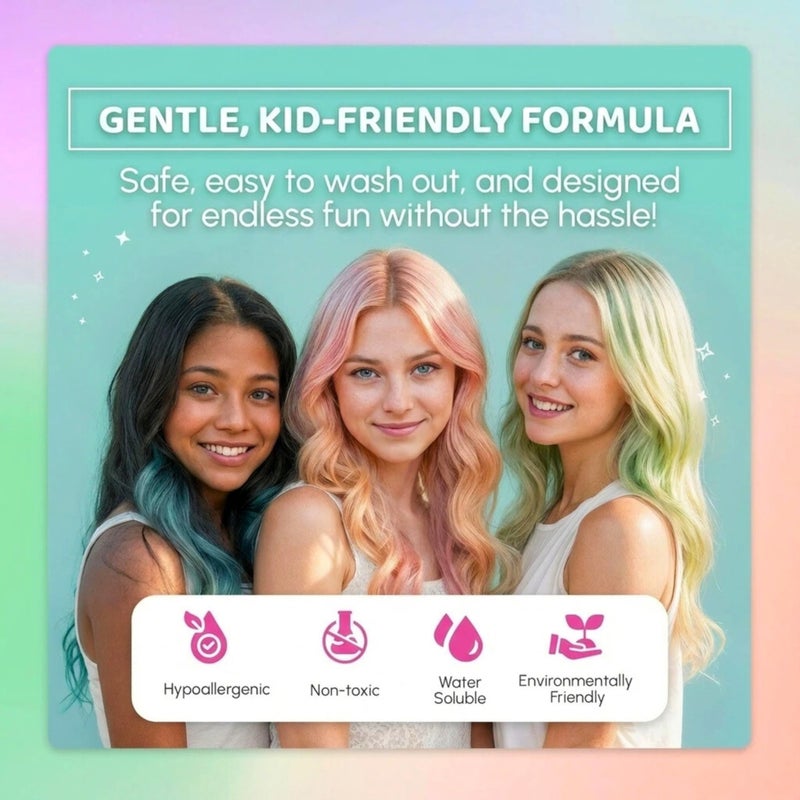 Blue Squid Hair Chalk for Girls Pens â€“ 10 Vibrant Temporary Hair Color for Kids - Ideal Christmas, Birthday Gifts for Girls & Teens - Kid Safe, Washable Hair Dye for Ages 6 7 8 9 10 11 12 - Image 2