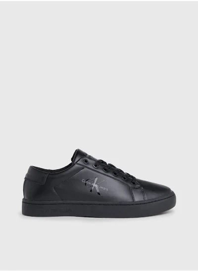 Calvin Klein Jeans Men's Leather Trainers -  recycled and bio-based blend leather upper , Black
