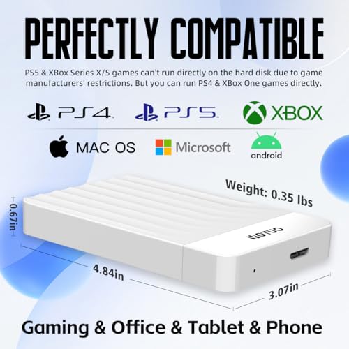 YOTUO Portable External Hard Drive Storage Expansion Mobile HDD USB 3.0 for PC, Mac, Desktop, Laptop, PS4, PS5, Xbox One X/S, Xbox 360, Xbox Series X/S, Office & Game (White, 500GB) - Image 3