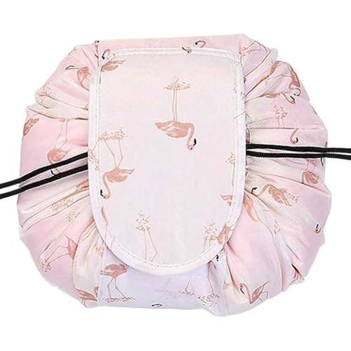 NIRVIK Women’s Portable Waterproof Cosmetic Bag | Lazy Travel Makeup Organizer with Drawstring, Compact & Multi-Pocket Toiletry Bag, Versatile Storage for Makeup & Travel (Pink Duck Bag) - Image 2