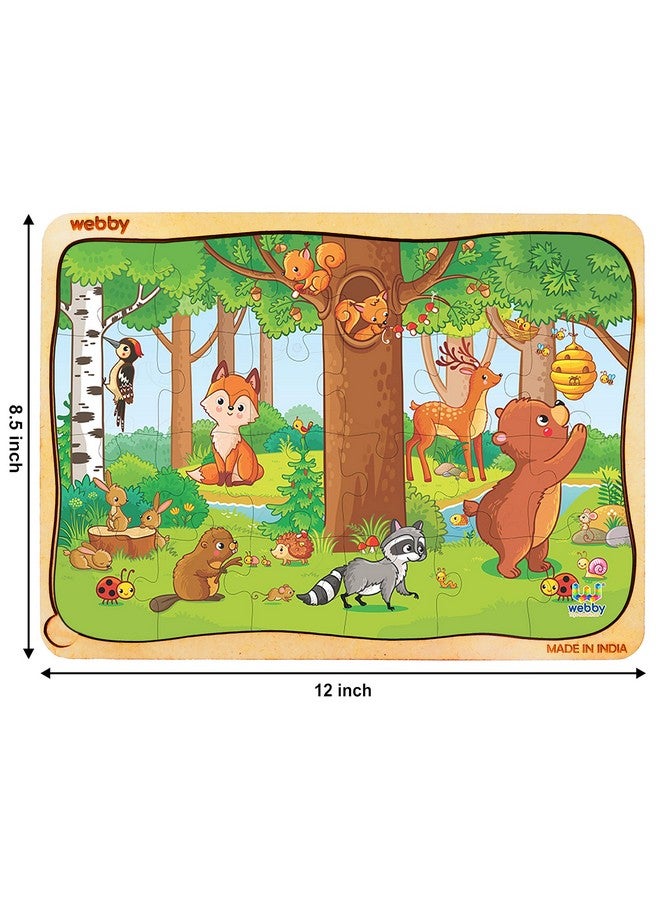 Webby Playful Animals Wooden Jigsaw Puzzle, 24Pcs, Multicolor - Kids - Image 5