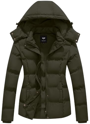 GGleaf Women's Hooded Warm Winter Coat Quilted Thicken Puffer Jacket with Removable Hood Army Green XX-Large - Image 1
