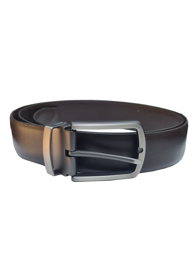 جينيون حزام جلد مزدوج الوجهين كاجوال بطول قابل للتعديل - Image 1