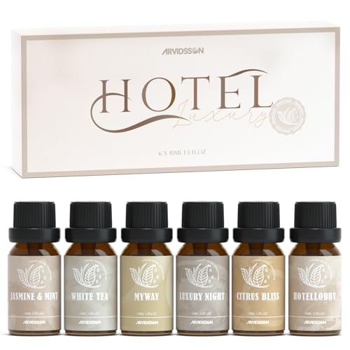 ARVIDSSON Hotel Diffuser Oils Gift Set, ARVIDSSON Luxury Fragrance Oil Blend, Hotel Scent Essential Oils for Diffuser, Jasmine & Mint, White Tea, Citrus Bliss, M-Way, Fancy Lobby, Gift for Women and Men - Image 1