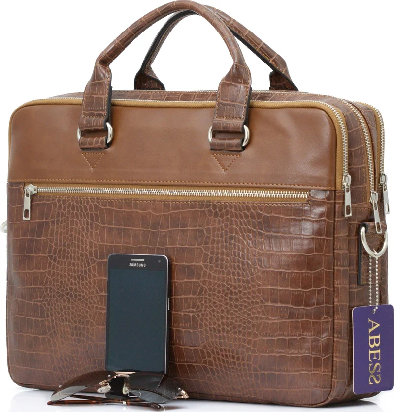 Abess Briefcase, Handy 3-Compartment Briefcase, Laptop Compartment