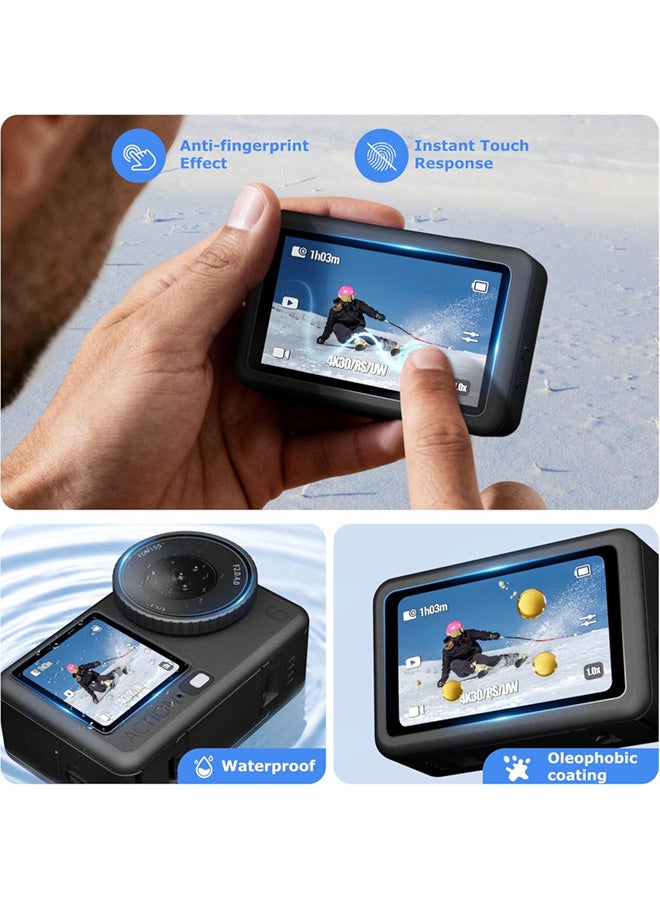SJet Screen Protector for DJI OSMO Action 6 Camera, Osmo Action 6 Lens Protector, Tempered Glass LCD Display Film, Silicone Lens cap Cover, 0.3mm 9H Hardness Anti-Scrach Anti-Bubble (6+1 Pack) - Image 4