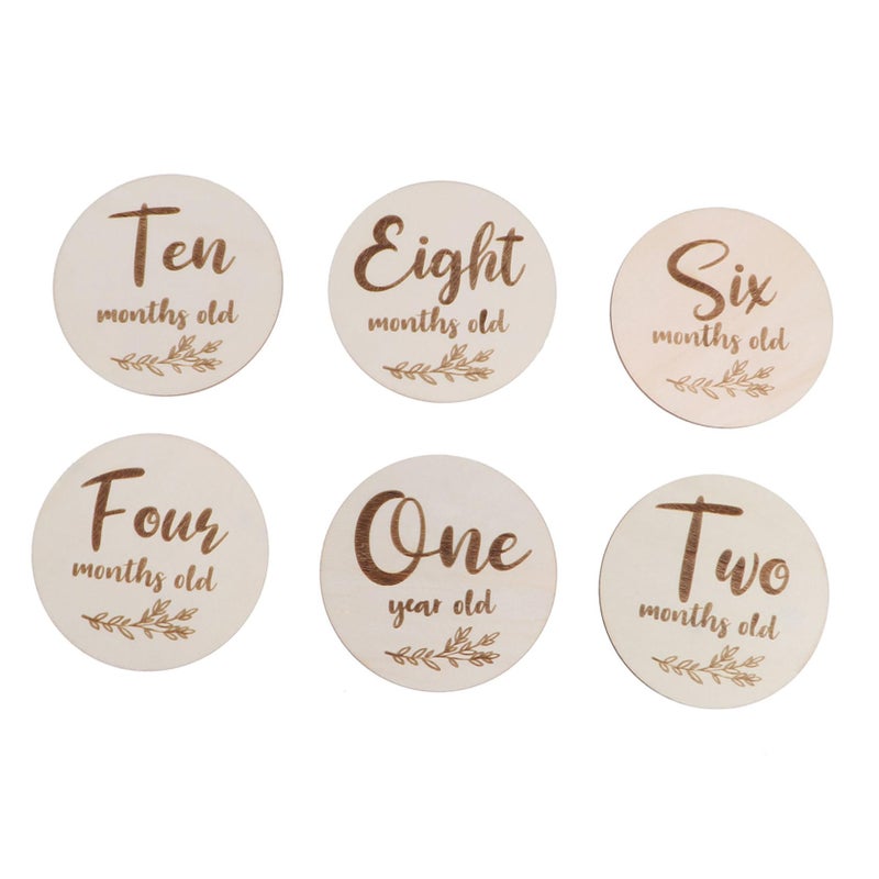 6Pcs Wooden Baby Milestone Cards Double Sided Growth Tracker For Newborn Photo Props - Image 2