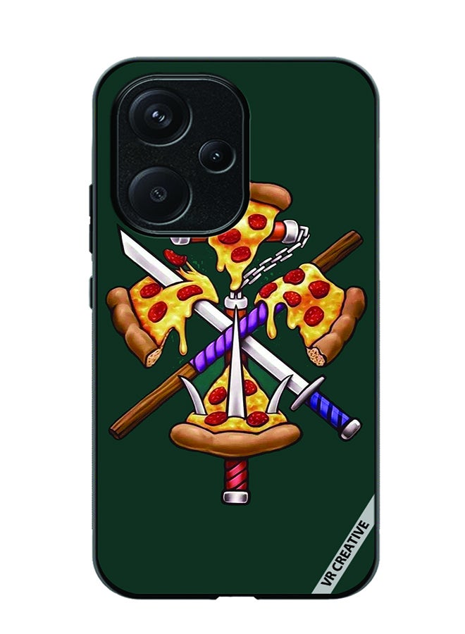 VR CREATIVE Protective Case Cover For Xiaomi Redmi 13C 5G Pizza Sword Design Multicolour - Image 1