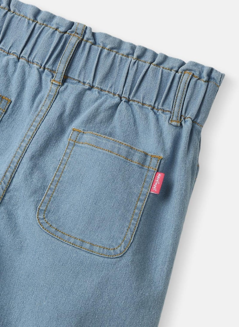 Nautinati Girls' Crochet Flowers Cotton Denim Jeans with Patch Pockets - Image 5