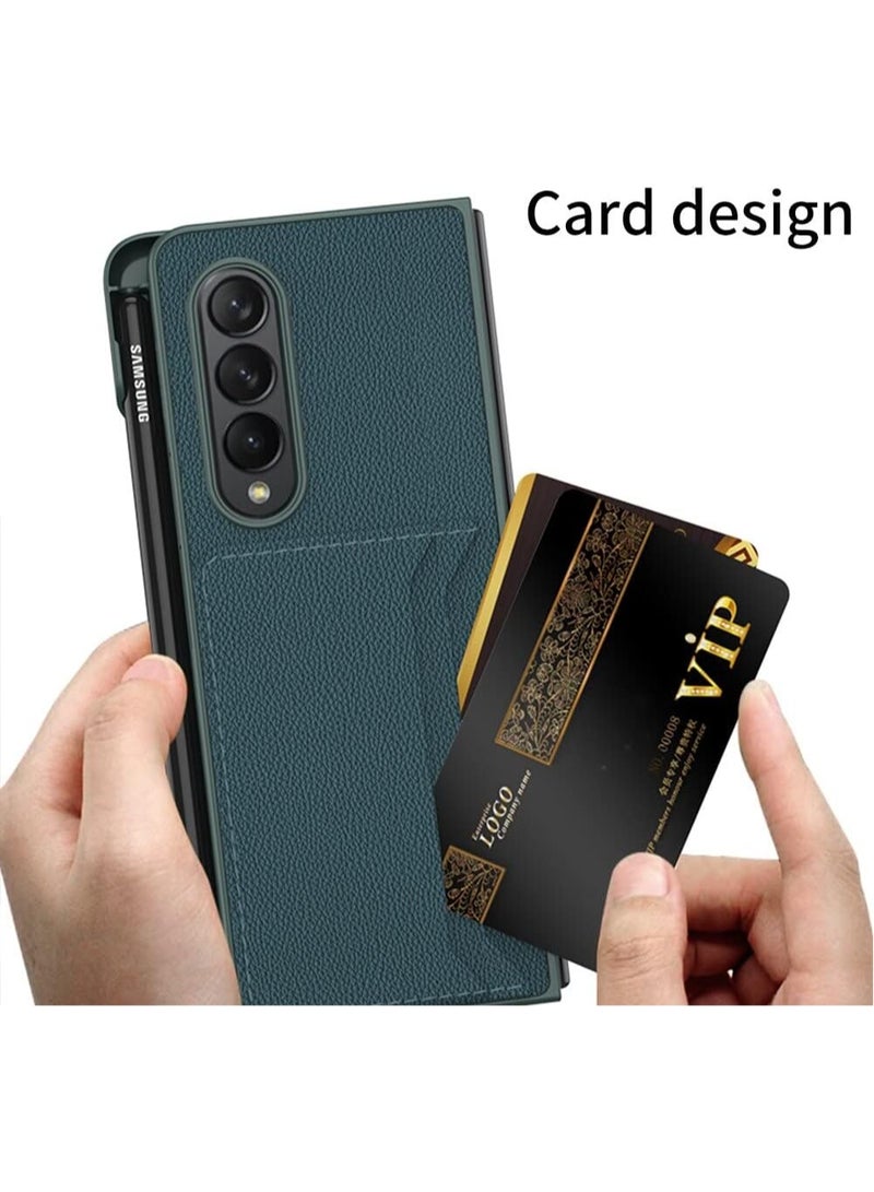 Samsung Galaxy Z Fold 3, Z Fold 3 Case with Leather Wallet Card Holder, Ultra-Thin Case with S Pen Holder Side Slot Phone Protective Cover - Image 3