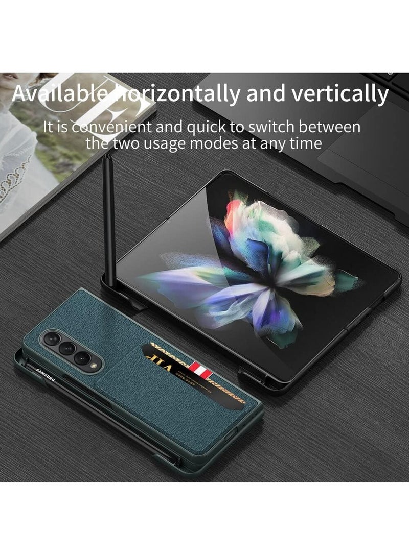 Samsung Galaxy Z Fold 3, Z Fold 3 Case with Leather Wallet Card Holder, Ultra-Thin Case with S Pen Holder Side Slot Phone Protective Cover - Image 2