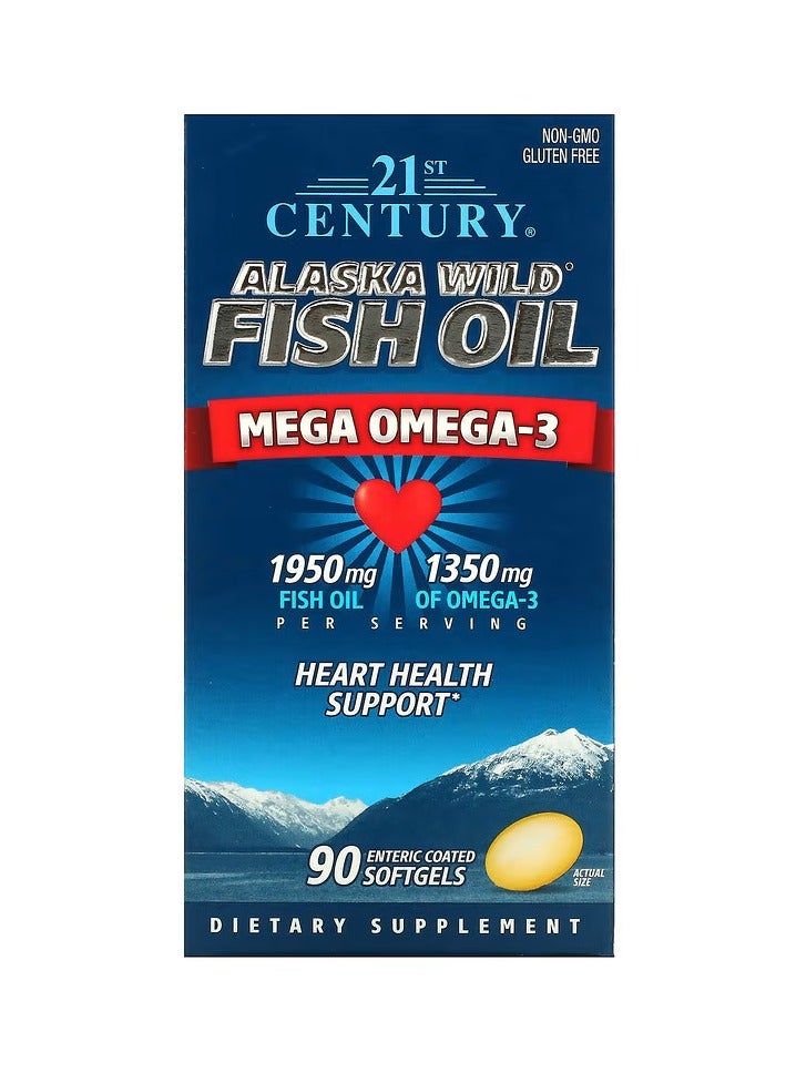القرن الحادي والعشرون زيت سمك ألاسكا البري، أوميجا 3 الفائق، 90 كبسولةً هلاميةً مغلفةً معويًا - Image 1
