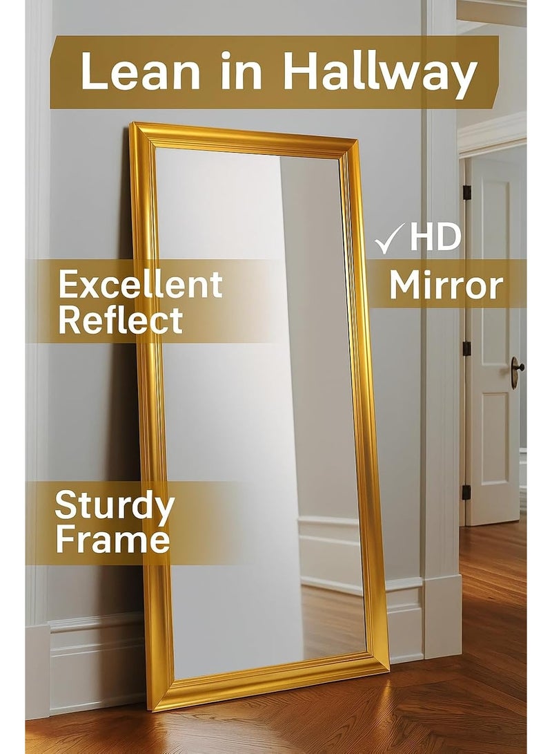 Full Length Standing Mirror 172.5 × 72.5 cm – Luxury Gold PVC Frame, Wall Mounted or Leaning Floor Mirror, HD Glass Dressing Mirror for Bedroom & Living Room - Image 4