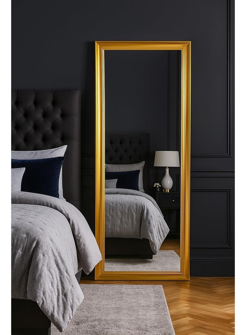 Full Length Standing Mirror 172.5 × 72.5 cm – Luxury Gold PVC Frame, Wall Mounted or Leaning Floor Mirror, HD Glass Dressing Mirror for Bedroom & Living Room - Image 1