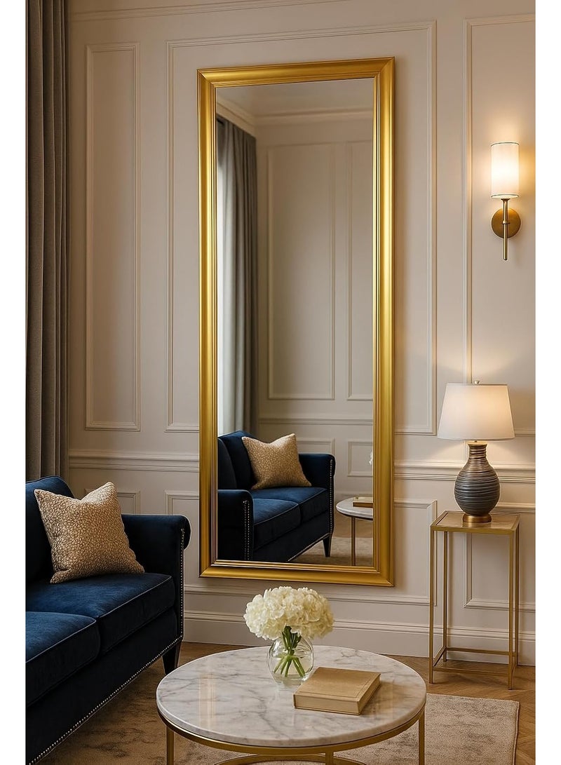 Full Length Standing Mirror 172.5 × 72.5 cm – Luxury Gold PVC Frame, Wall Mounted or Leaning Floor Mirror, HD Glass Dressing Mirror for Bedroom & Living Room - Image 3