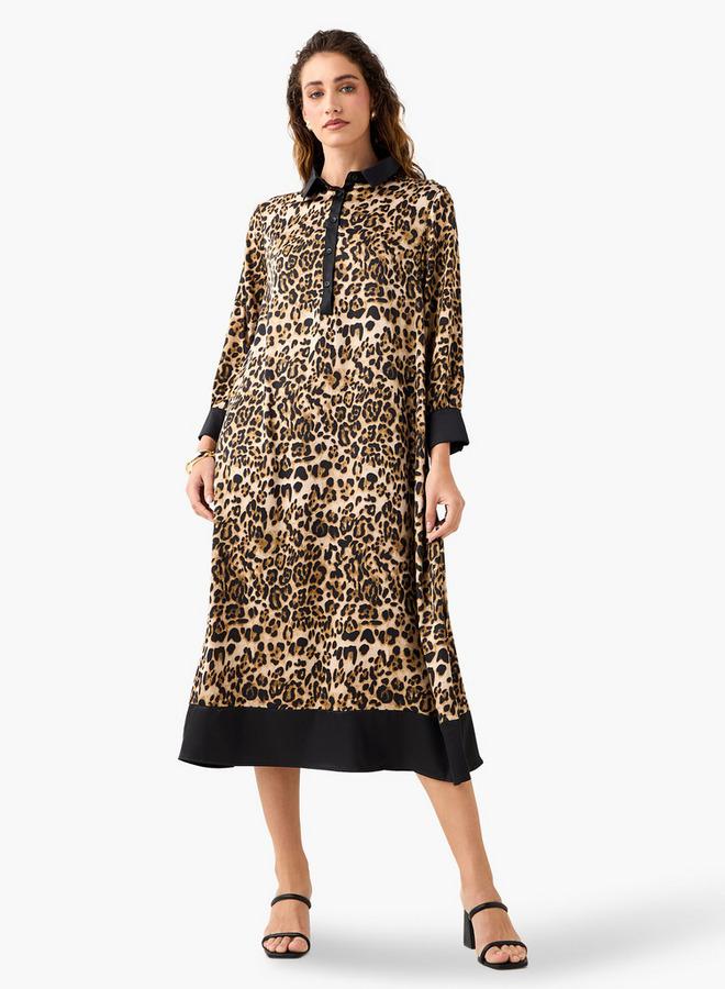 Splash FAV Leopard Print Midi Dress - Image 1