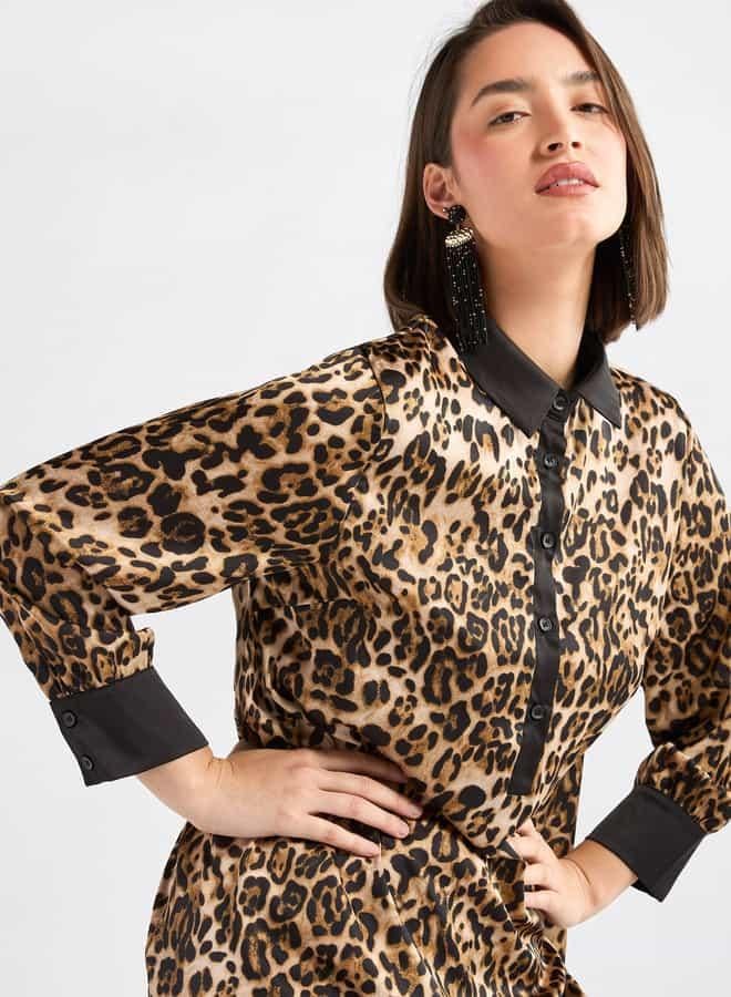 Splash FAV Leopard Print Midi Dress - Image 4