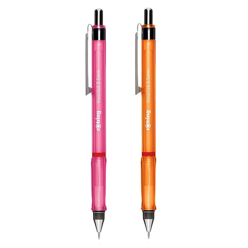Rotring Rotring Visuclick 0.5mm Mechanical Pencils, 2B Lead, Pink & Orange Barrel - Total 2 Pieces  - Image 1