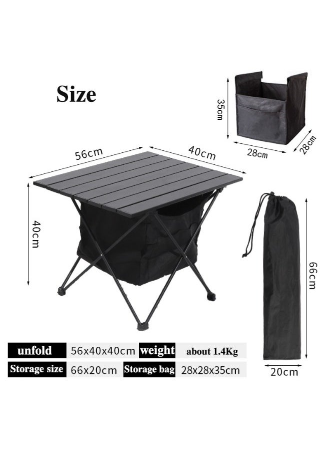 VOGMAX - Outdoor New Portable Picnic Table Self Driving Camping Aluminum Alloy Light Barbecue Table - Black - Image 1