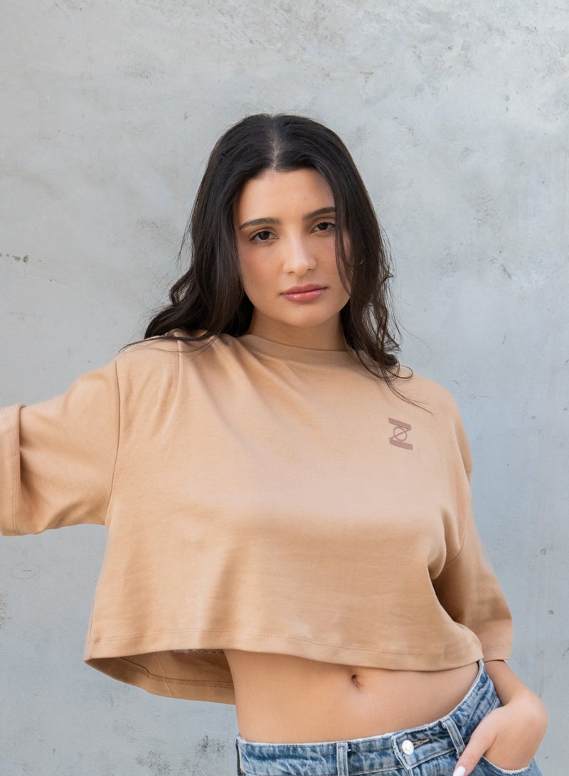 زتويق ZTOIQ Premium Tapestry Applique Oversized Crop Top for Women – Unique Streetwear with Handcrafted Design  - Image 1