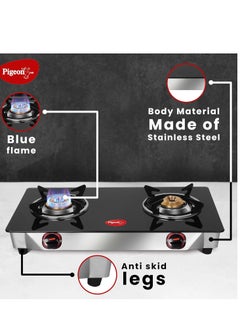 pigeon Pigeon by Stovekraft Favourite Glass Top 2 Burner Gas Stove, Manual Ignition (Black)  - Image 2