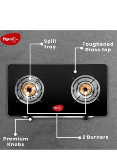 pigeon Pigeon by Stovekraft Favourite Glass Top 2 Burner Gas Stove, Manual Ignition (Black)  - Image 3