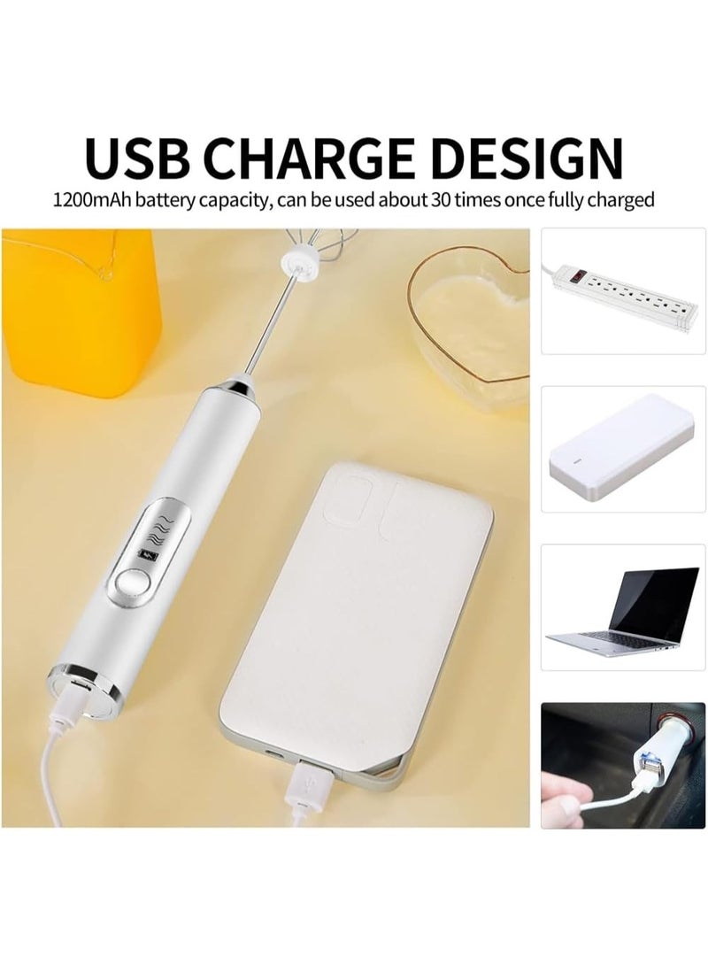 زاشي خفاق الحليب اليدوي – خفاق كهربائي صغير بثلاث سرعات قابل لإعادة الشحن عبر USB مع ملحقين للخلط للقهوة، اللاتيه، الكابتشينو، الماتشا، والشوكولاتة الساخنة  - Image 4
