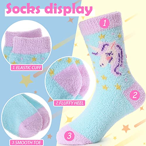 ANTSANG Toddler Kids Girls Unicorn Socks - Fuzzy Anti Skid Crew Slipper 6 Pack Gifts (Unicorn, 4-7 Y) - Image 5