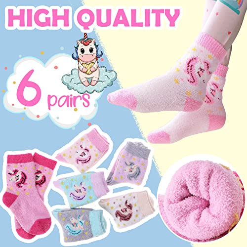 ANTSANG Toddler Kids Girls Unicorn Socks - Fuzzy Anti Skid Crew Slipper 6 Pack Gifts (Unicorn, 4-7 Y) - Image 4