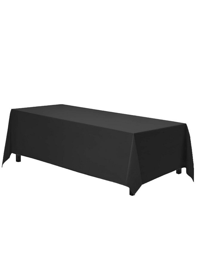 Gee Di Moda Rectangle Tablecloth - 90 x 156 Inch Black Table Cloth for 8 Foot Table with Floor-Length Drop - Heavy Duty Washable Fabric - 8 Ft Buffet Table, Holiday Party, Wedding & Baby Shower - Image 1