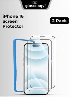 glassology 2Pack Screen Protector for iPhone 16 6.9" 9H+ Unbreakable HD Ultra Clear Tempered Glass Easy Install Full Coverage & Case-Friendly Includes Installer Frame  - Image 1