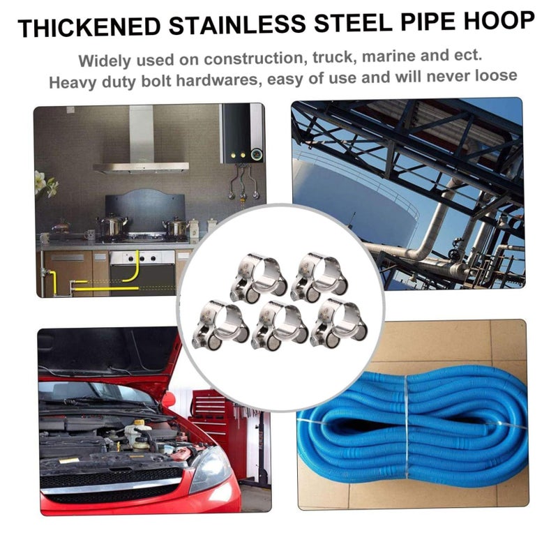 5 Pieces Stainless Steel T Bolt Hose Clamp Hand Tightening Heavy Duty For Secure Pipe Fixing Universal Automotive Home Use - Image 4