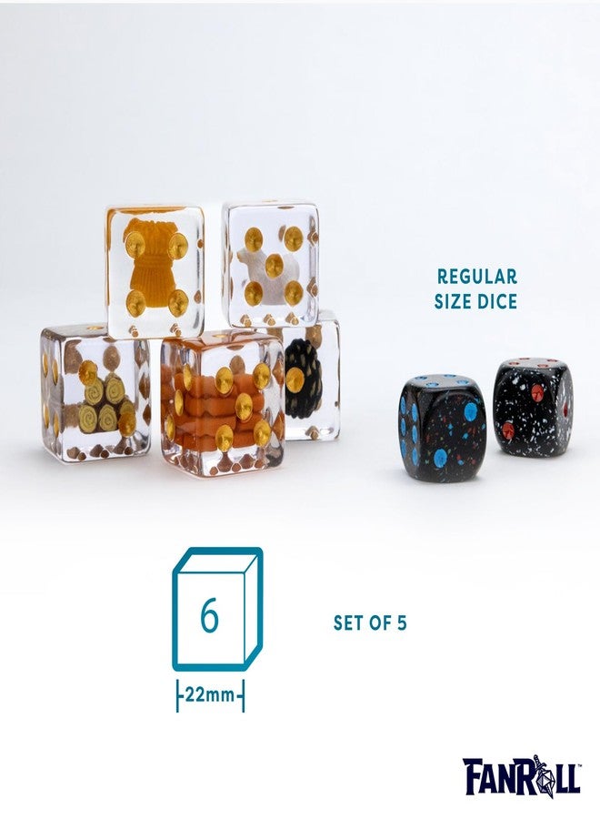 Metallic Dice Games FanRoll Compatible with Catan Inclusion Dice, Set of 5 - Image 2