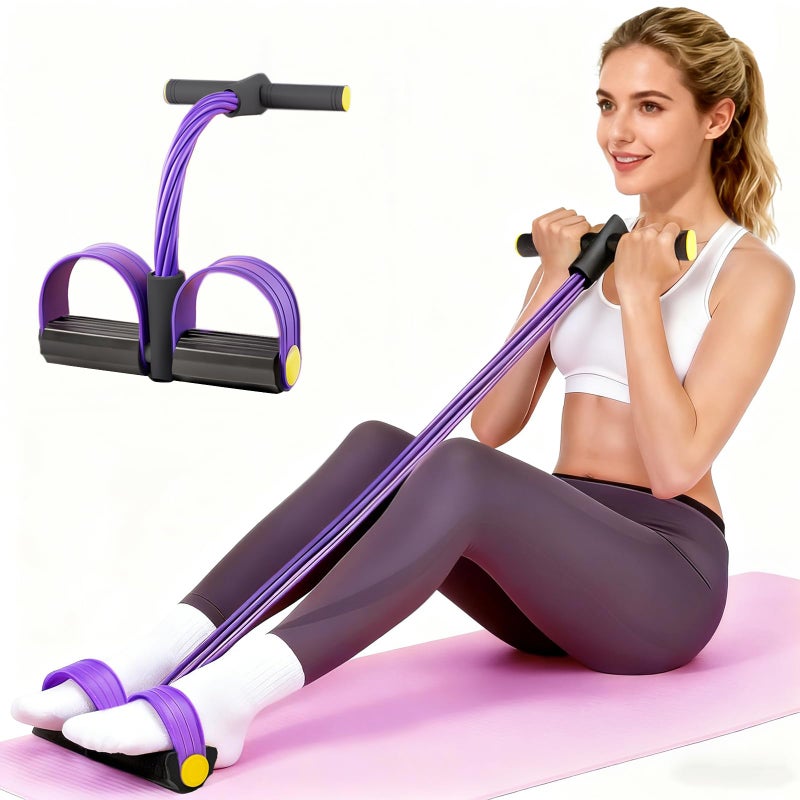 Spechance Pedal Resistance Bands with Handles, Upgrade 6-Tubes Manual Tension Training Pedal, Natural Rubber Foot Pedal Resistance Bands, Multifunction Fitness Bands for Abdomen, Waist, Arm, Leg (Purple) - Image 1
