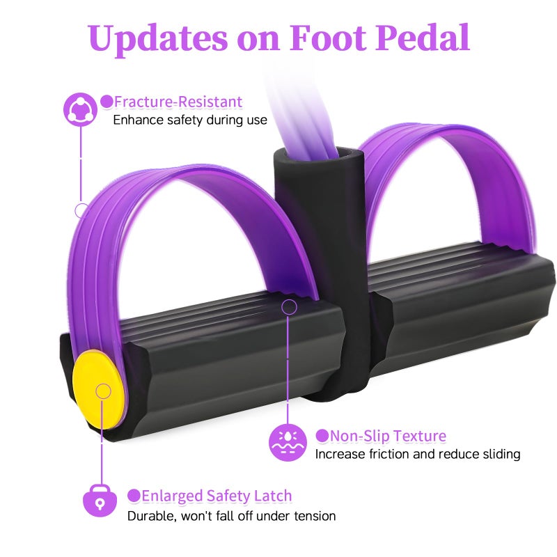 Spechance Pedal Resistance Bands with Handles, Upgrade 6-Tubes Manual Tension Training Pedal, Natural Rubber Foot Pedal Resistance Bands, Multifunction Fitness Bands for Abdomen, Waist, Arm, Leg (Purple) - Image 4