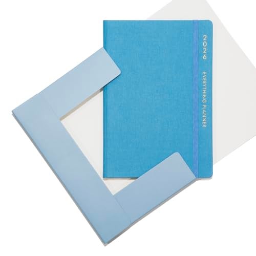 COMMA Everything Planner 2026 Gift Set | A5 Size New Year Diary, DIY Pen Stand, Pen and Sticky Notes | Budget & Mood Tracker, Birthdays, Shopping & Reading Lists and Travel Planner | Fabric Cover Material | (Sky Blue) - Image 5