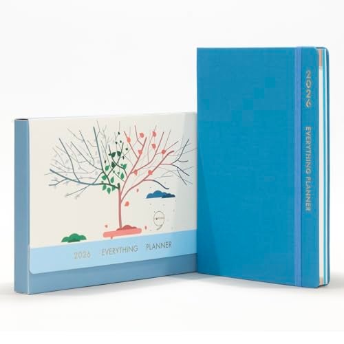 COMMA Everything Planner 2026 Gift Set | A5 Size New Year Diary, DIY Pen Stand, Pen and Sticky Notes | Budget & Mood Tracker, Birthdays, Shopping & Reading Lists and Travel Planner | Fabric Cover Material | (Sky Blue) - Image 3